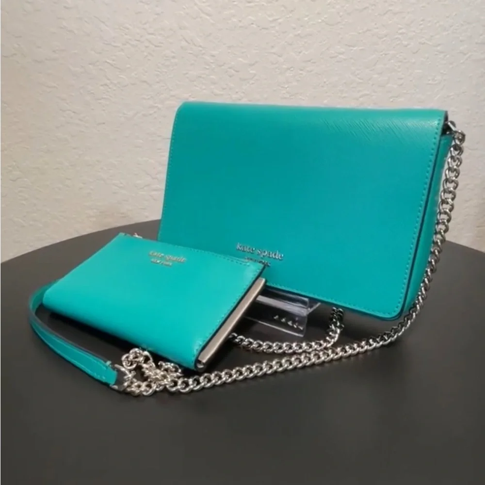 EUC Kate Spade Spencer leather wallet on a chain set - Picture 2 of 6